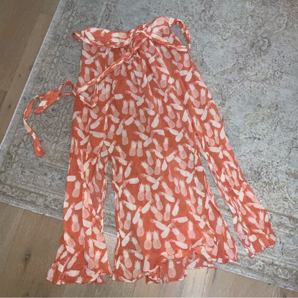 Other Stories Pineapple Print Flowy Slit Skirt